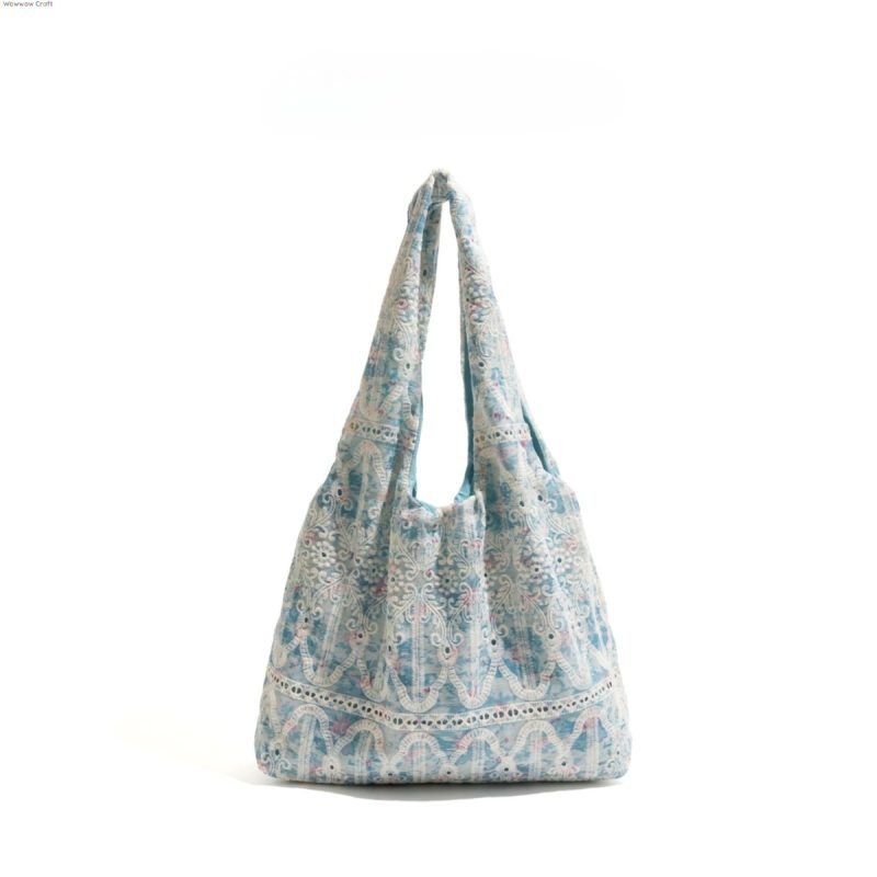 Korean style embroidered lace shoulder bag - Canvas bag tote bag