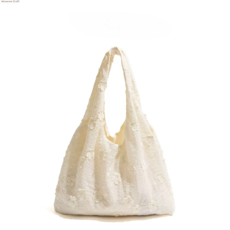 Sweet Flower Embroidery Travel Holiday Shoulder Bag - Handbag
