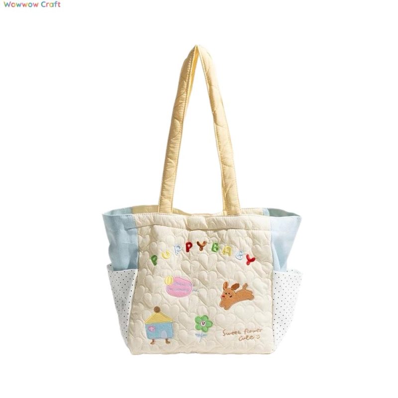 Puppy Embroidered Tote Bag - Large Capacity Autumn and Winter Tote Bag Shoulder Bag