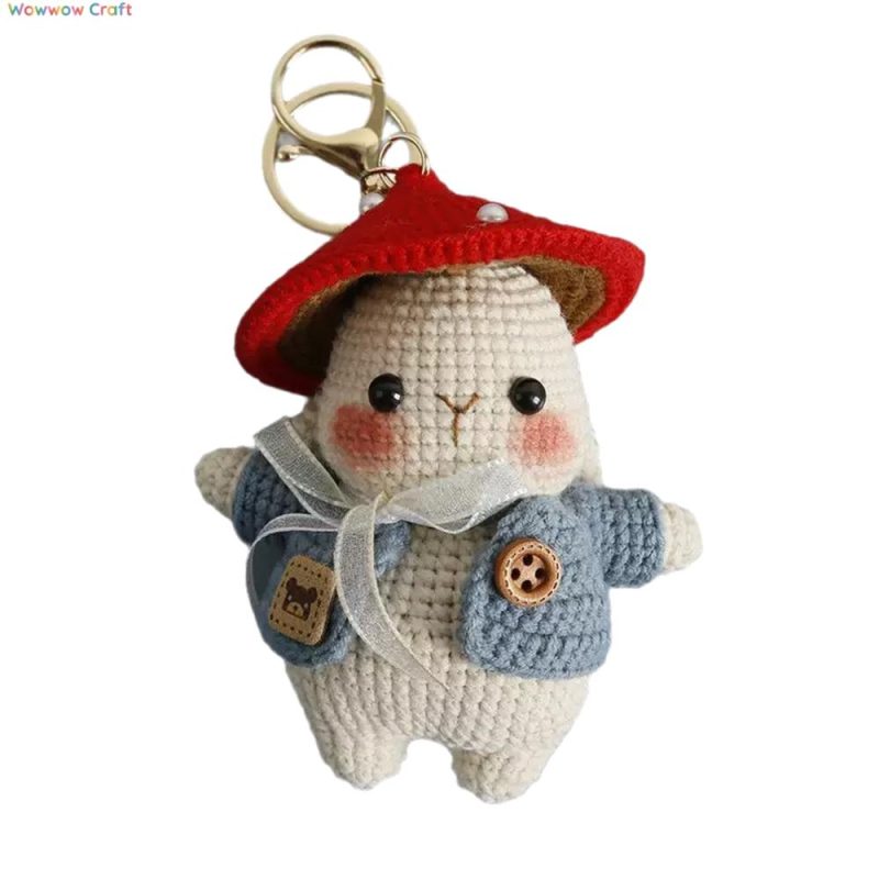 Cute Hand-crocheted Mushroom Rabbit Doll - Hand-crocheted Pendant Keychain