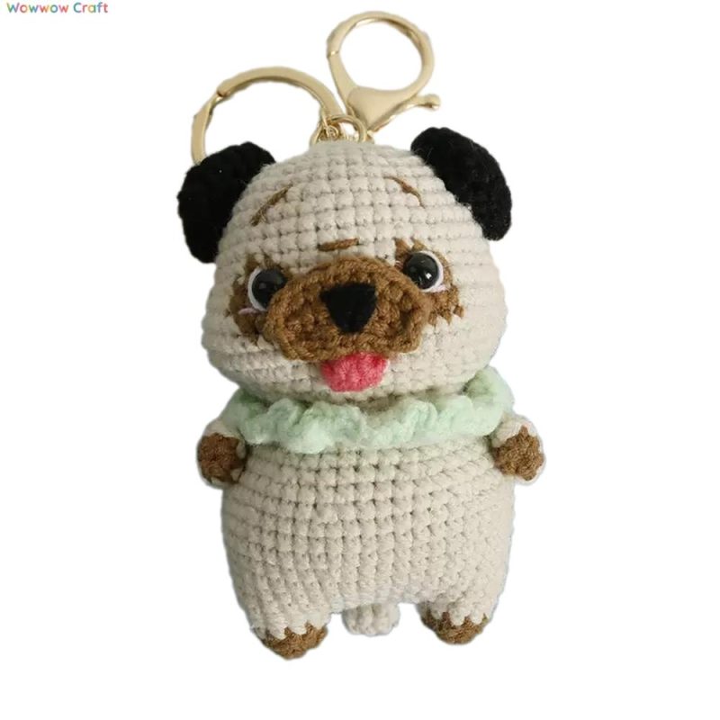 Cute Hand-Crochet Pug Doll - Hand-Crochet Pendant Keychain