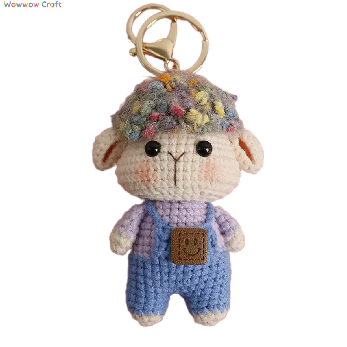Cute hand-crocheted curly-haired lamb doll - hand-crocheted pendant keychain