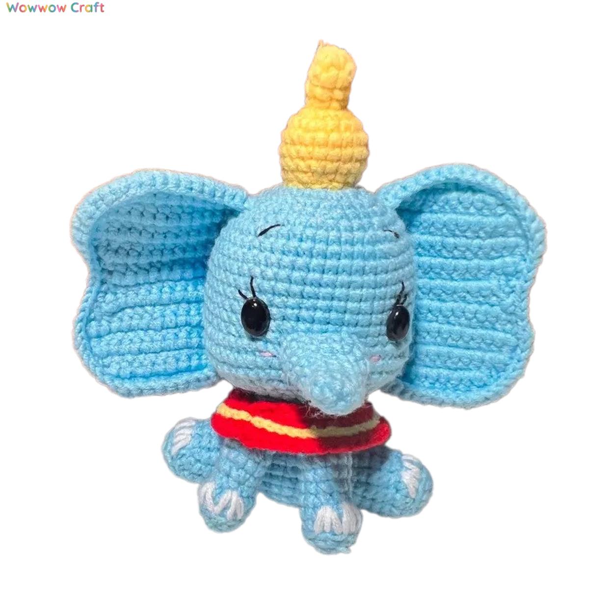 Cute hand-crocheted blue elephant doll - hand-crocheted pendant keychain