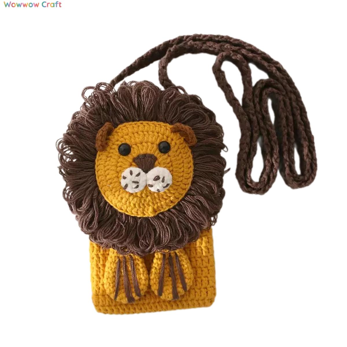 Cute Lion Hand Crocheted Phone Bag - Hand Crocheted Mini Bag