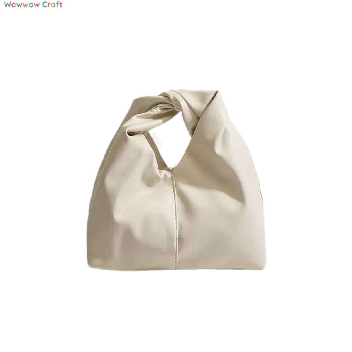 Brown Black Off-white Cloud-shaped Leather Handbag