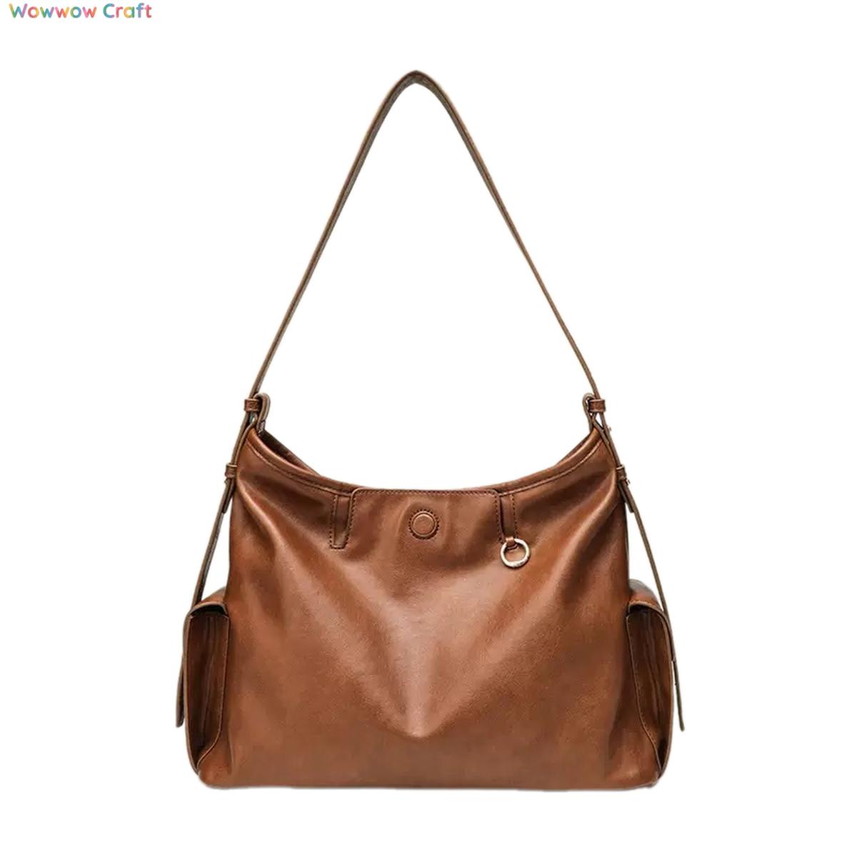 Black Brown Trendy Casual Leather Tote Bag - Crossbody Shoulder Bag