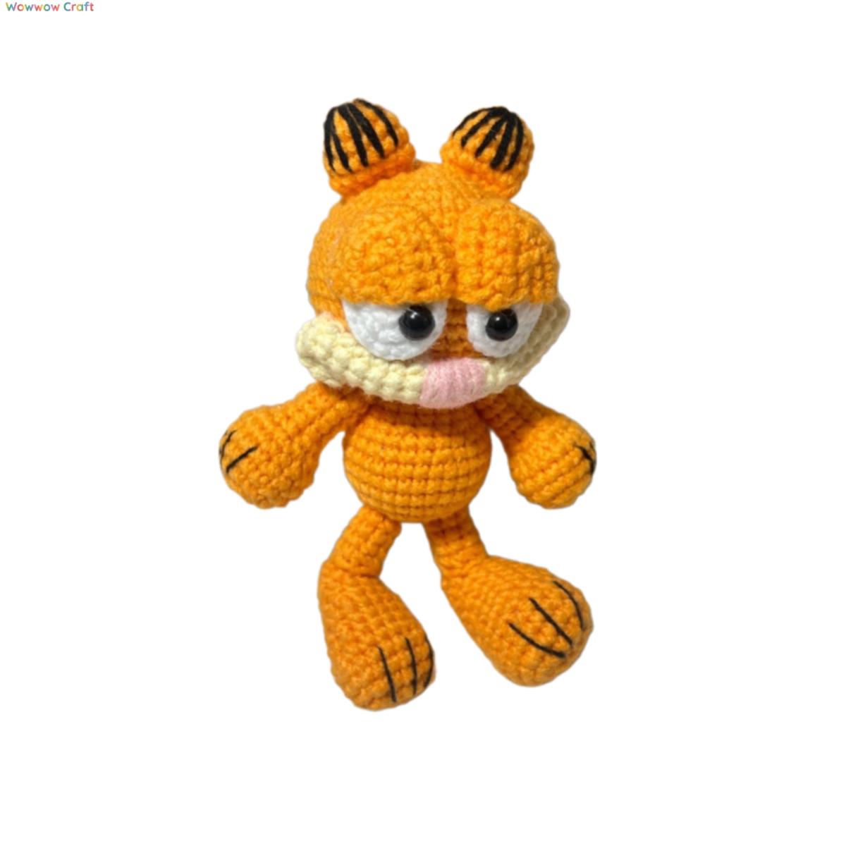 Handmade Crochet Garfield Doll - Crochet keychain