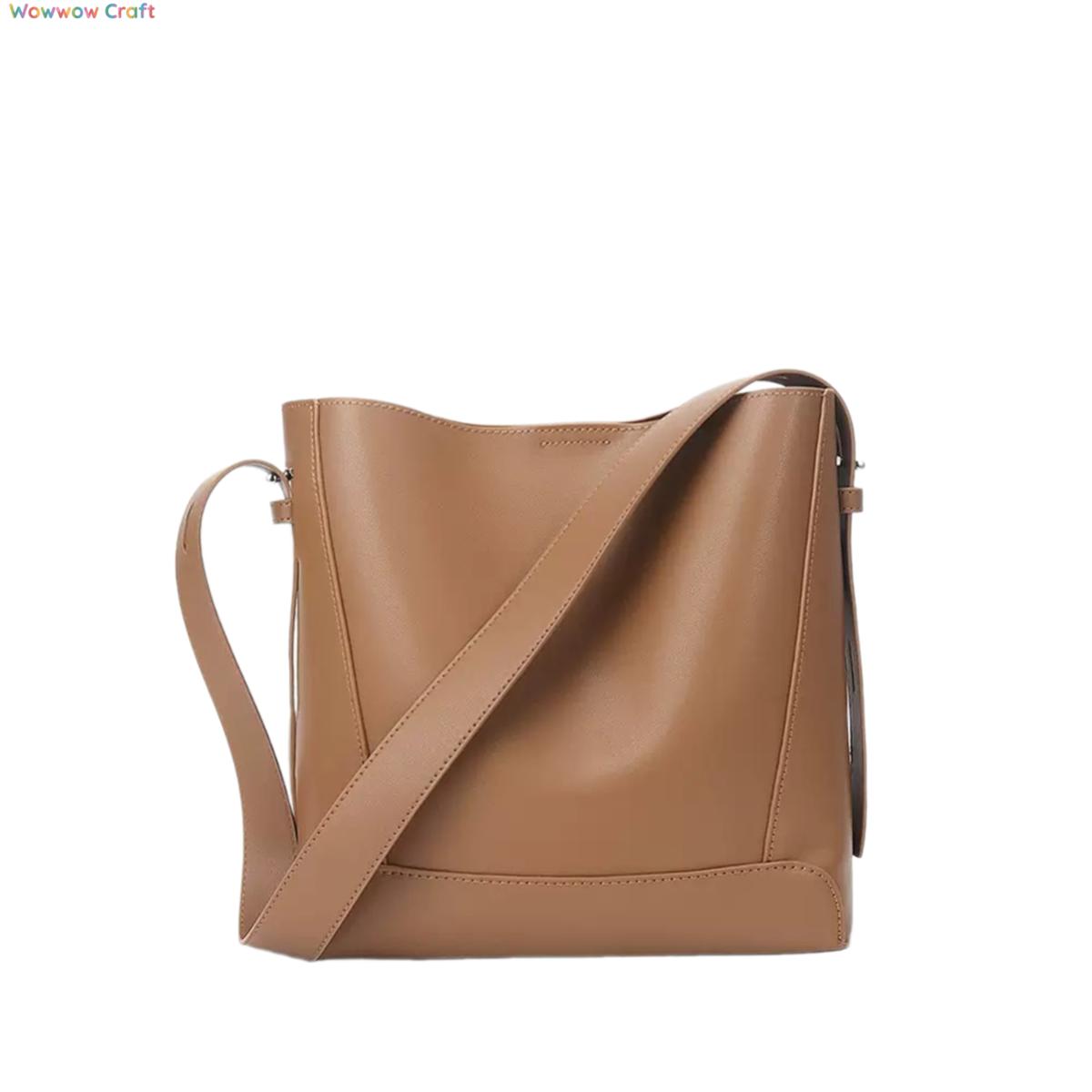 Simple Large Capacity Coffee Brown Black Leather Bag - Leather Tote Bag