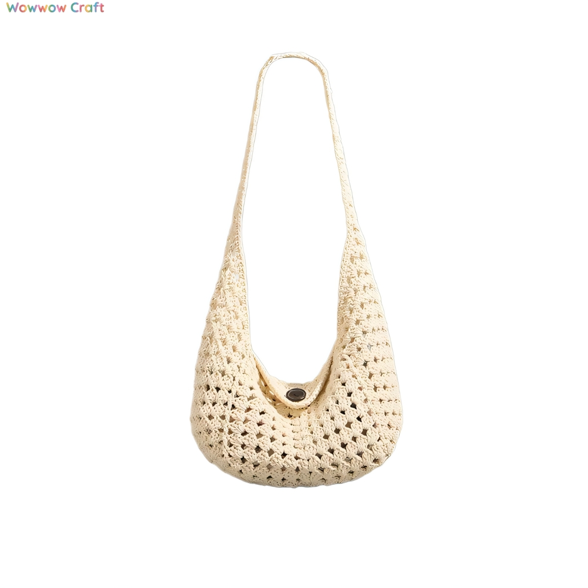 Holiday Style Off-White Blue Brown Crochet Tote Bag - Crochet Shoulder Bag